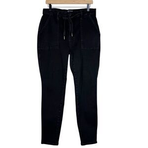Judy Blue Jet Black Jogger Jeans Waist Tie Stretch Womens Size 15/32